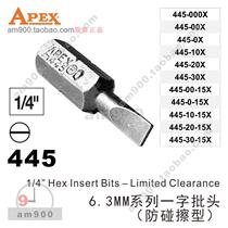 APEX BATCH HEAD 6 3MM SERIES SLOTTED BATCH HEAD 445-000X 00X 0X 10X 20X 30X 00-15X