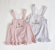 Japanese single small wooden horse strap group dress skirt girl baby summer cotton vest dress
