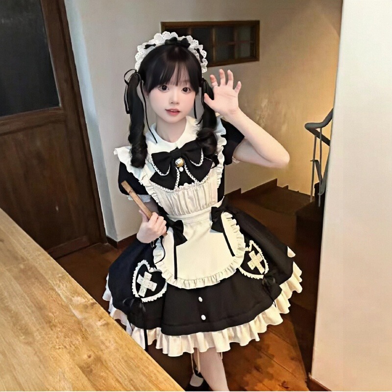 メイド服 コスプレ 甘くて可愛い ロリータ ロリータ ソフトガール ウエストドレス エプロン アニメ パフォーマンス衣装