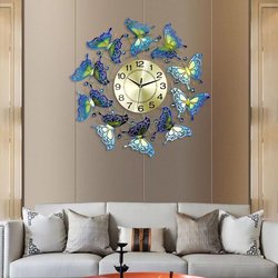 Living room clock wall clock home butterfly decorative clock European creative clock bedroom silent quartz clock wall hanging watch