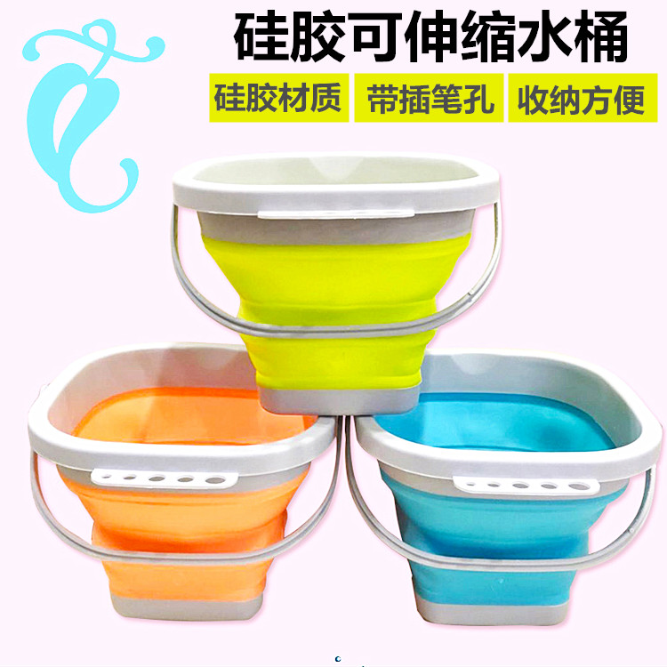Pen-washing barrel Folding Telescopic Multifunction Silicone Gel Large bucket Children's fine art student portable small number of brush pen holder