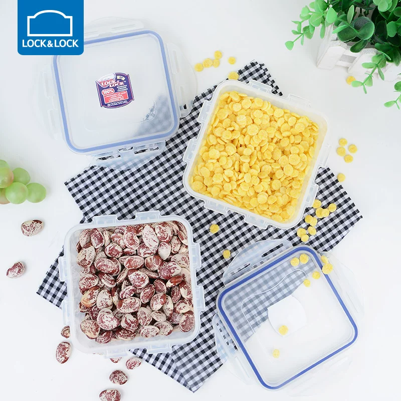 Plastic lunch box, storage system, rectangular storage box