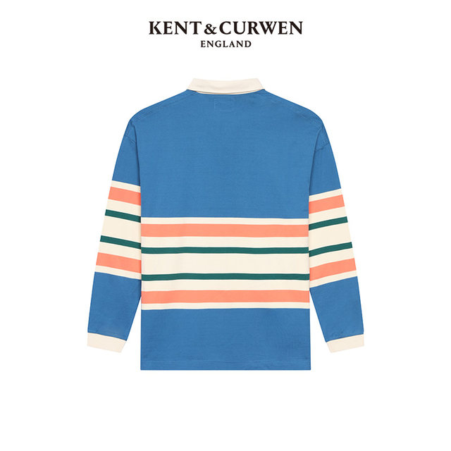 KENT/CURWEN/KENTIWEN ພາກຮຽນ spring ກົງກັນຂ້າມເສື້ອໂປໂລທີ່ມີເສັ້ນດ່າງດຽວກັນສໍາລັບຜູ້ຊາຍແລະແມ່ຍິງ K46I7EI091