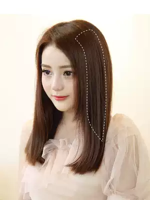 Wig patch women's long hair thickening on both sides of the hair volume pad hair straight hair one-piece simulation non-trace hair top head replacement