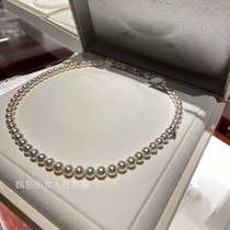 Japan Kyoto MIKIMOTO Yumoto baby beads necklace M button 18K gold pearl jewelry