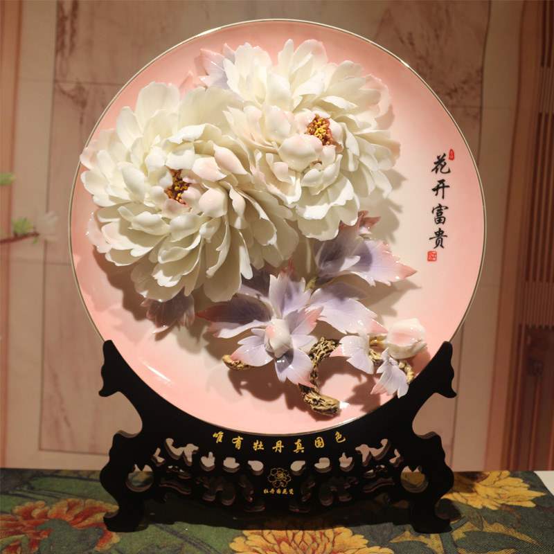 Luoyang Specialty Peony Porcelain Ornaments, Handmade Ceramic Art, Living Room Decoration Crafts, Housewarming Gifts