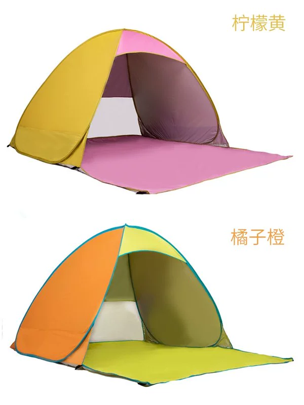 Gấu tự động lều bãi biển 3-4 người chống nắng tốc độ mở lều gia đình nhiều người cắm trại đôi ngoài trời - Lều / mái hiên / phụ kiện lều