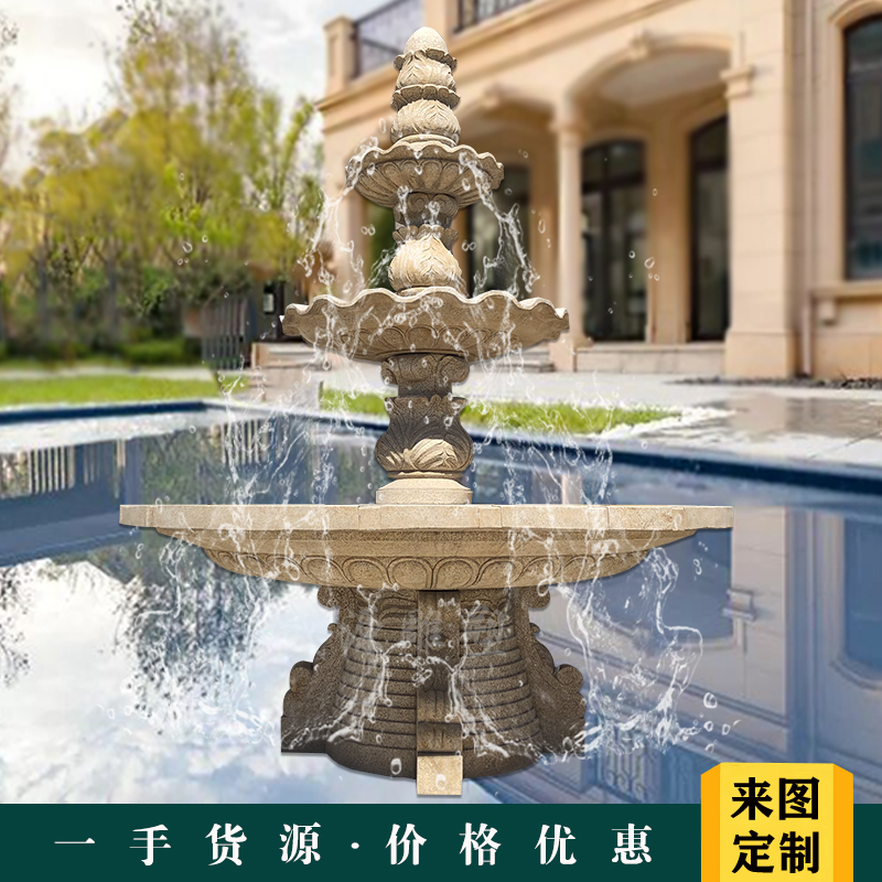 Stone Sculpture Fountain Outdoor Granite Large Water Bowl Spray Pool Eurostyle Landscape Manufacturer Garden Sculpture Flowing Water Pendulum