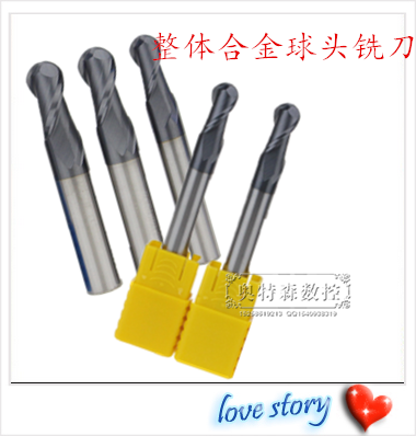 45 ° integral hard alloy keyway milling cutter 2-edge ball head D14