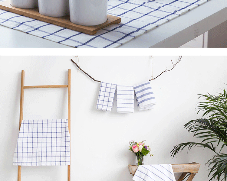 Đơn giản Nhật Bản kẻ sọc màu xanh và trắng sọc khăn ăn cotton linen mat bảng vải nhà vải che bảng vải Phương Tây