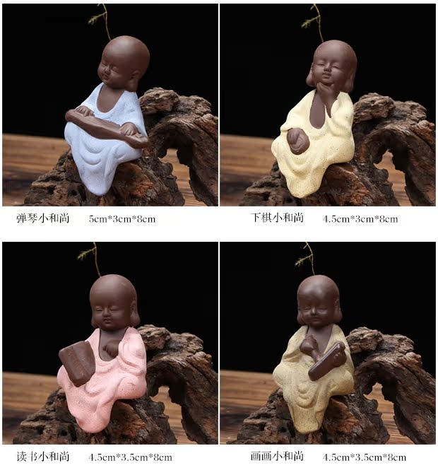 Sáng tạo dễ thương nhà sư nhỏ màu cát Phật trà pet trang trí cửa hàng vi cảnh trang trí thủ công mỹ nghệ tím trang trí cát kệ dcor phòng ngủ