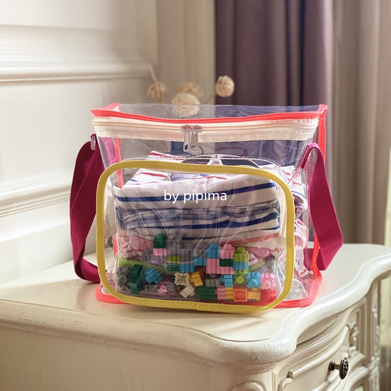 Butt Mom South Korea INS Street pat outdoor snack toy transparent bag kindergarten swimming bag beach bag bag