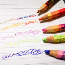 Color pencil Wood DEDEDEPRAISE four-color magic color pencil rainbow pen painting no wood mixed color lead