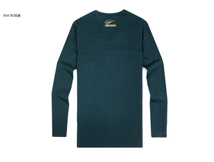 Nhà máy của nam giới quần áo tiêu chuẩn đuôi D 2018 mùa xuân người đàn ông mới của thời trang giản dị hoang dã màu xanh lá cây dài tay T-Shirt