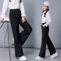  Womens big childrens pants 2021 spring new girls trousers loose girls fashion Western style pants legs pants micro-lapped pants tide