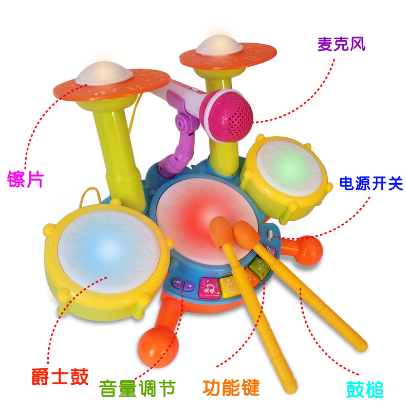 Xiecheng trẻ em trống điện đồ chơi ánh sáng trống - Đồ chơi nhạc cụ cho trẻ em đàn organ cho trẻ em