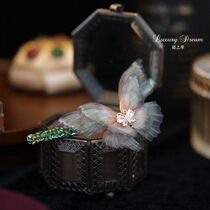 Green Hairclingti Fairy - beauty - silk butterfly side clip - side delicate crystal duck liu - hai clip accessories