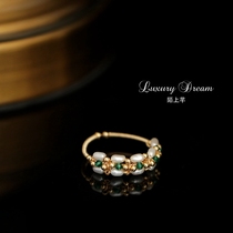 Strange simple retro Pearl Ring female fashion personality small rice beads opening adjustable diet ring