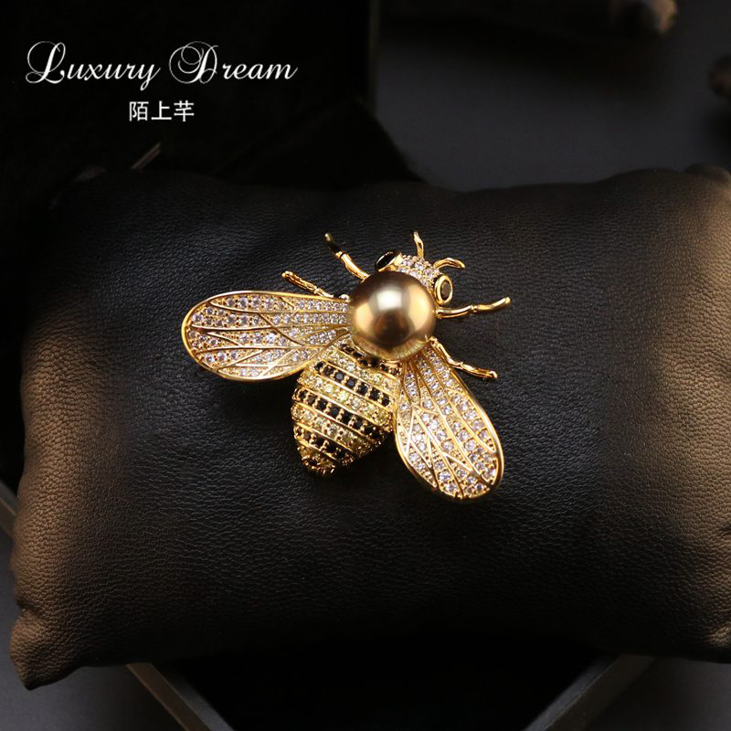 New zircon bee trâm nữ phụ kiện bumblebee pin nhỏ cổ áo kim tuyệt vời