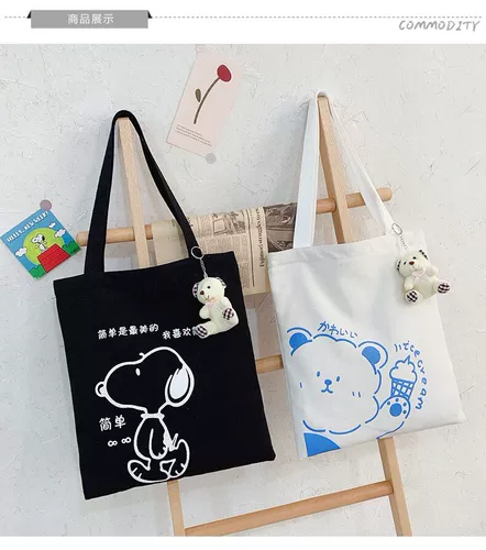 Шоппер, вместительная и большая мультяшная сумка на одно плечо на одно плечо, в корейском стиле