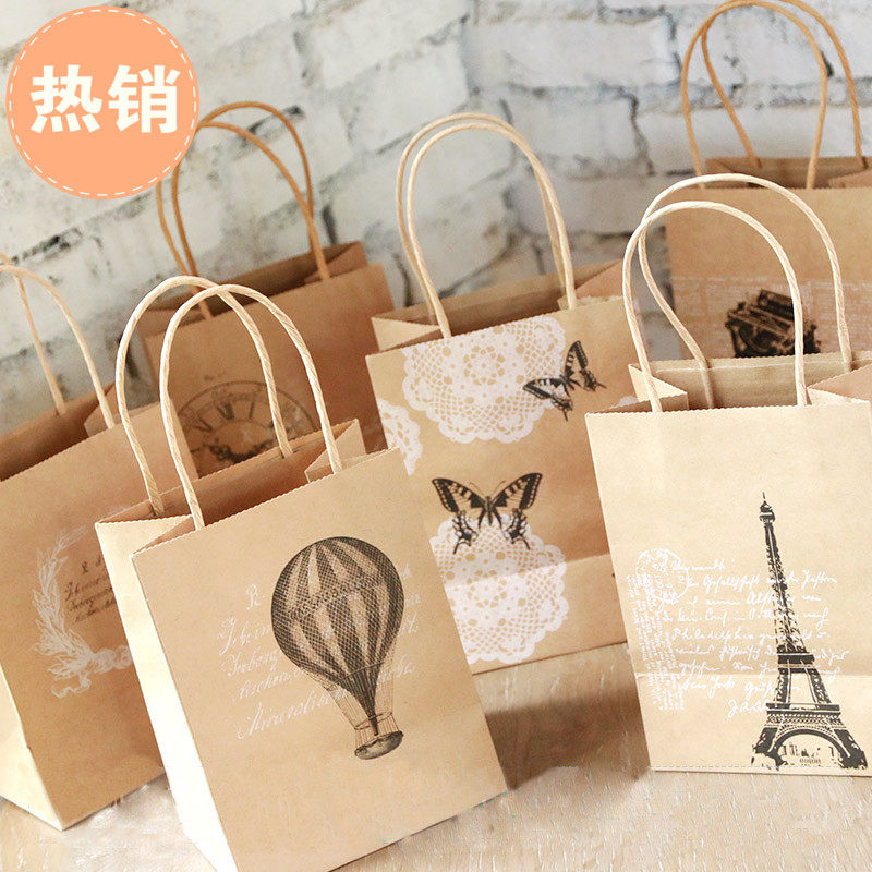 5 beautiful ultra-thick kraft paper gift packaging bags birthday gift handbag paper bag jewelry bag