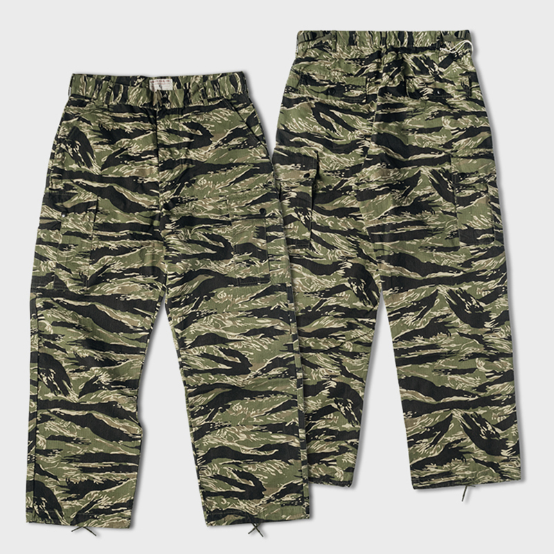 American Retro Non Stock Vietnam War Tiger Stripe Camouflage Tcu Pants Men's Multi-Pocket Straight-Leg Work Pants