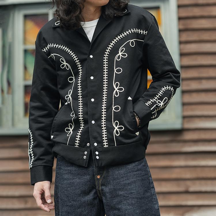 Non Stock Vintage Embroidered Jacket Bolero Western Embroidery Black Musician Jacket Rockabilly