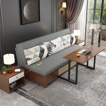 Solid wood sofa bed Dual-use Foldable Small Family Type Balcony Living Room Bookroom Multifunctional Double Sofa Bed Telescopic Bed