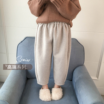 Girls plus velvet casual pants autumn and winter 2019 new foreign style loose trousers childrens winter padded pants