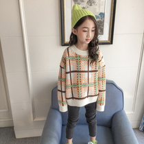 Girls Sweater 2019 New Zhongdang Childrens Autumn Dress Western Style Loose Knitted Sweater Childrens Spring and Autumn Pullover Tide