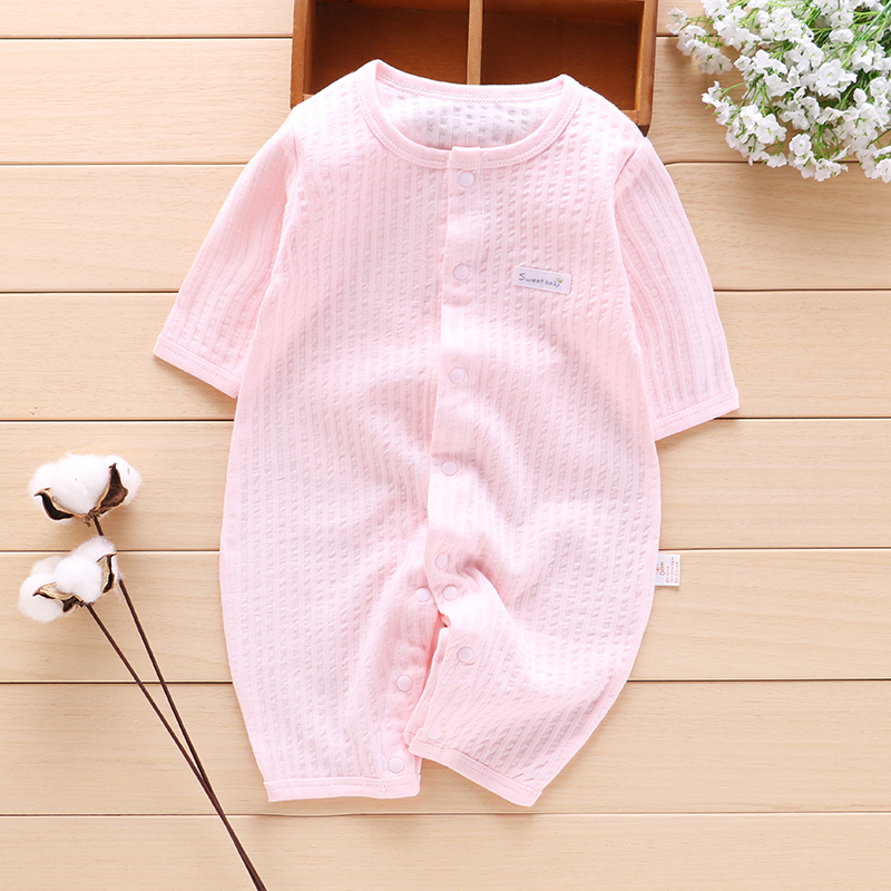 Bộ đồ sơ sinh siêu mỏng cho bé sơ sinh chín điểm dài tay mùa hè nam và nữ cho bé điều hòa không khí - Áo liền quần áo liền quần hình thú trẻ em