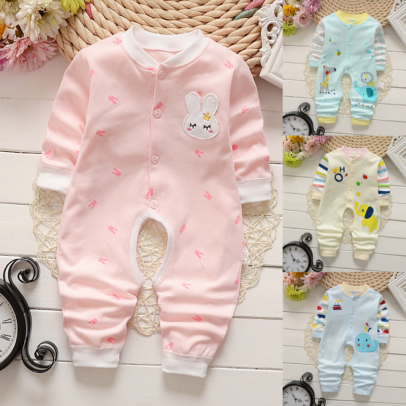 Baby jumpsuit spring and autumn clothes baby cotton long-sleeved jumpsuit 0-3-6-12 newborn