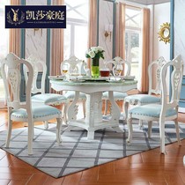 Eurostyle Dining Table Round Luxurious Marble Restaurant Home Dining Terrace Small House Style Fields Wind Dinner Table And Chairs Combined Furniture