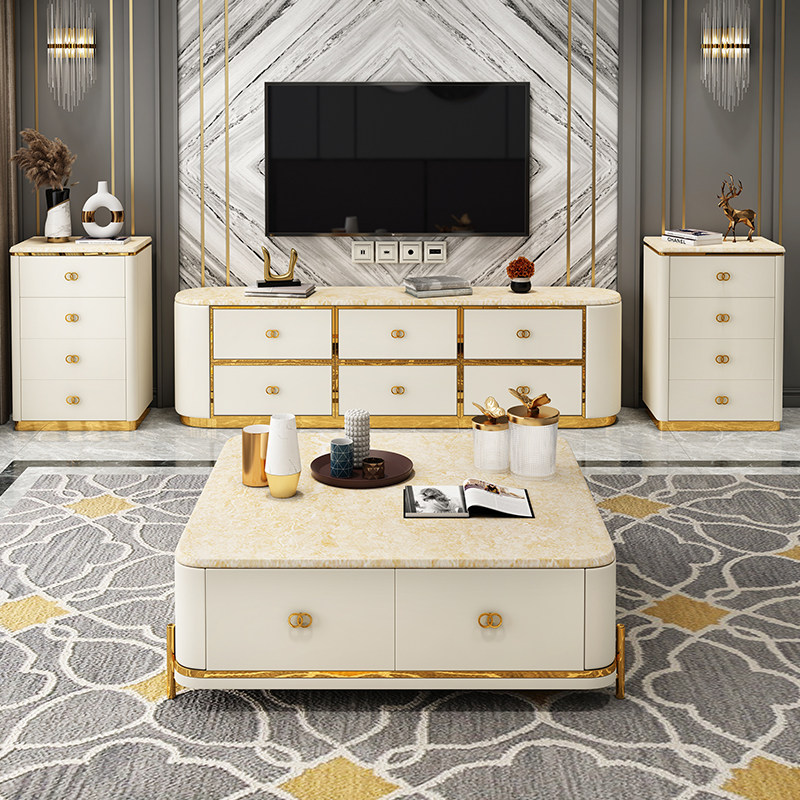 Light Extravagant TV Cabinet Tea Table Combo Nordic Ins Wind TV Cabinet Wall Cabinet Modern Minima Small Household Type Lockers