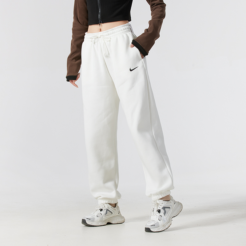 Authentic Nike Nike Solid Color Fleece Warm Jogger Women's Sports Casual Knit Sweatpants Long Pants Fz5997-063 Authentic Nike Nike Solid Color Fleece Warm Jogger Women's Sports Casual Knit Sweatpants Long Pants Fz5997-063