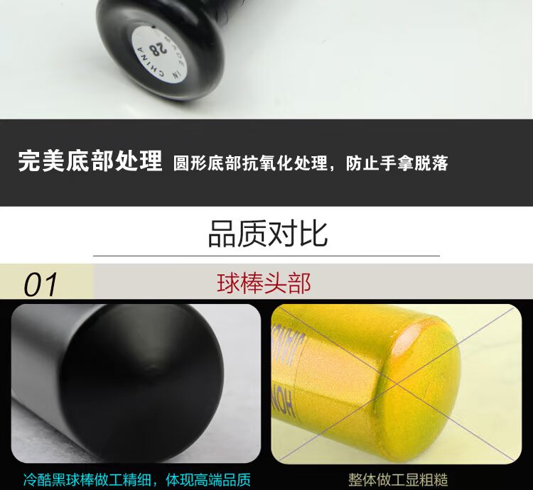 Deruida bóng chày bat xe tự vệ hợp kim thép gia đình dày lên đậm bóng chày que màu đen mờ - Bóng chày 	áo khoác bóng chày có mũ nam