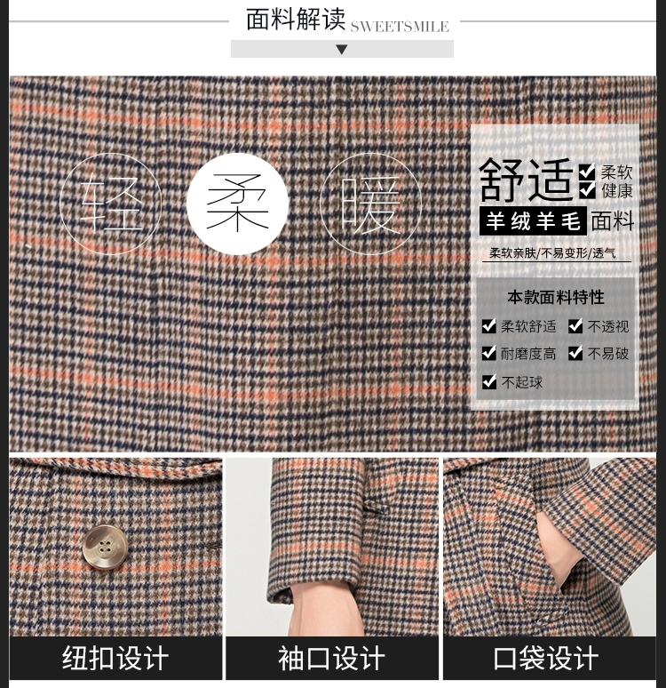 Yue Ying dệt mùa thu và mùa đông mới quầy áo khoác cashmere của phụ nữ mỏng cộng với áo len dài kẻ sọc dày