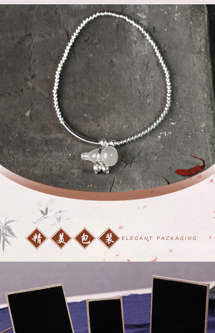 S925 sterling bạc tự nhiên chalcedony vòng chân nữ vòng tay ngọc bích Thái bạc 2019 mới chân nhẫn quà tặng bạc lắc chân nữ pnj