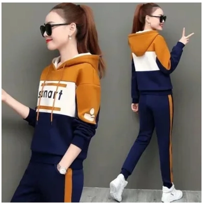 Mùa Xuân Và Mùa Thu 2024 Mới Plus Size Nữ Thu Đông Bộ Đồ Thể Thao Thời Trang Có Mũ Áo Cổ 2 Bộ