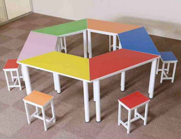 School Furniture Tutoring Table Training Table Combination Trapezoidal Table Toddler Toddler Color Students Table And Chairs Exhibition Pins will be used with table and chairs