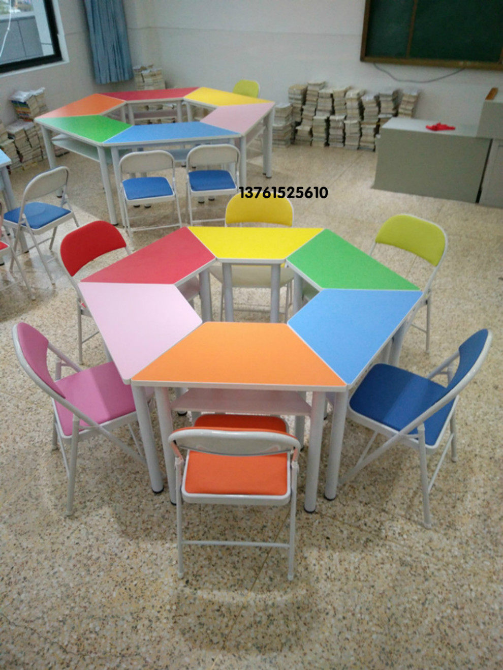 School Teaching Elementary School Students Desks Color Book Table And Chairs Training Middle Art Composition Tutoring Table Manufacturer Direct Sales