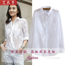 2019 new products to celebrate 2 Liu Tao Song Jia stars the same style Fashion 100 lapped hollowed-out white shirt Spring Summer Women