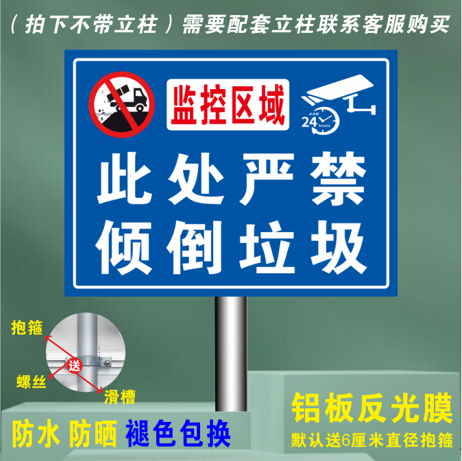 No Dumping of Construction Waste or Household Waste Allowed Here. Safety Waterproof Stickers and Signs Prohibiting Littering