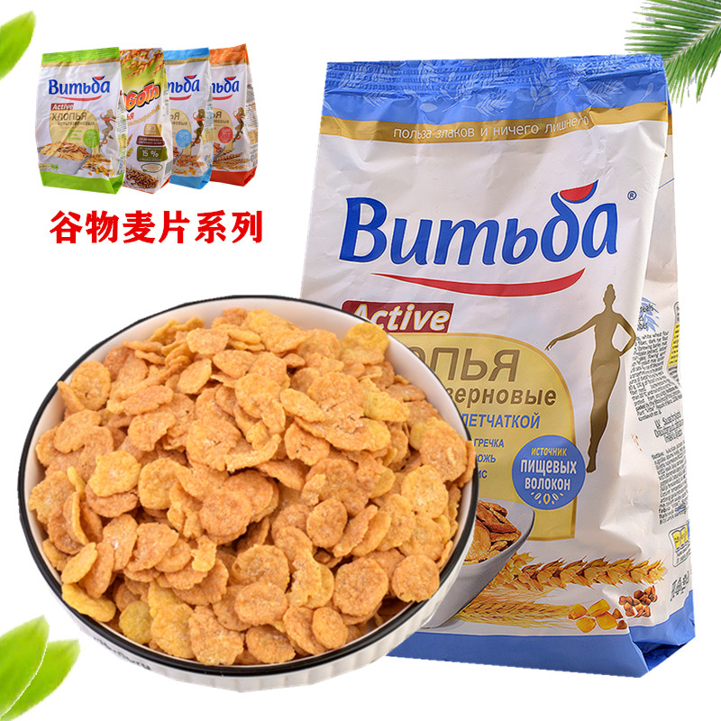 Sucrose-free cereal cereal Russian corn flakes Imported meal replacement Full-belly ready-to-eat breakfast food Low-fat pure cereal