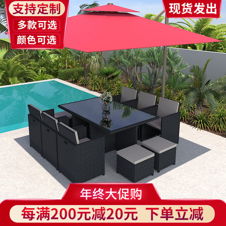 Outdoor Patio Balcony Table And Chairs Rattan Chairs Combined Casual Vines Terrace outdoor minimalist Garden Waterproof Sunscreen Chair-Taobao