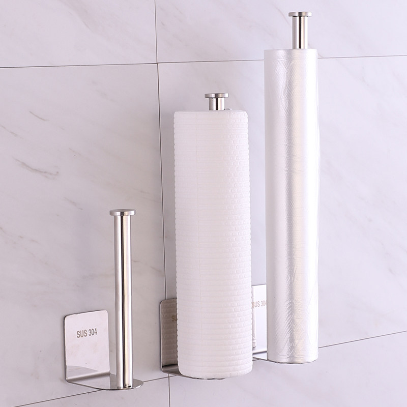 Kitchen paper towel rack Roll toilet paper rack Paper hanger Fresh bag storage rack Integral cabinet wall-mounted non-perforated rag rack