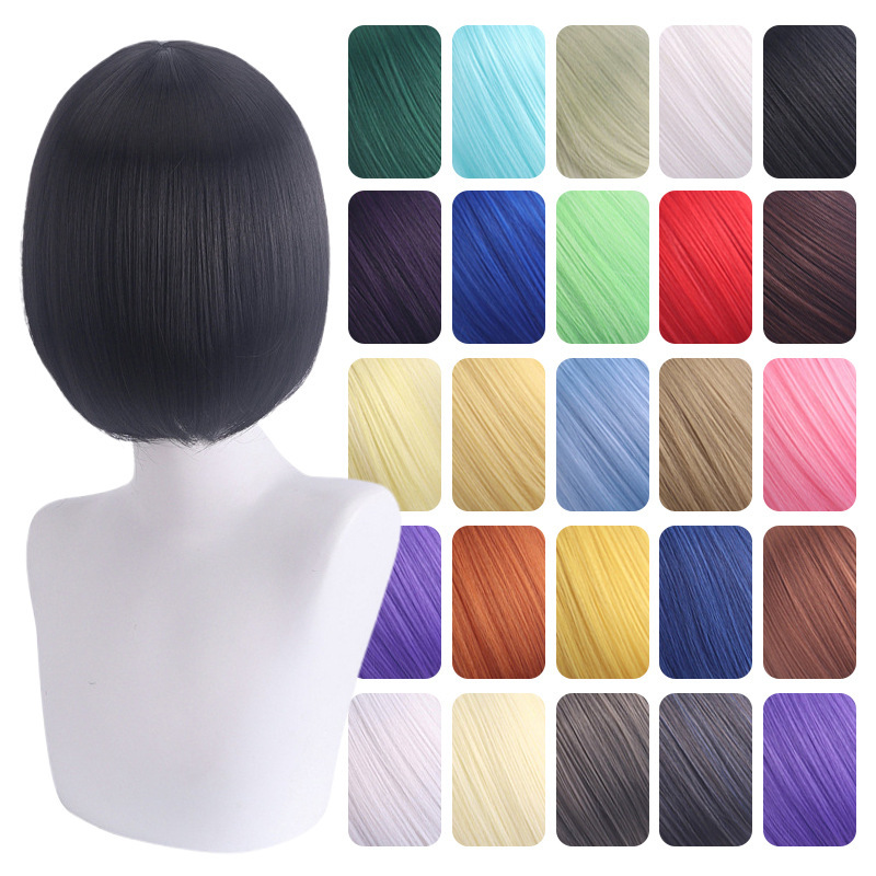 Misu Wig Universal Cosplay Raw Hair Anime 30cm Bob Short Hair Red Blue White Black Gold Silver Colorful Misu Wig Universal Cosplay Raw Hair Anime 30cm Bob Short Hair Red Blue White Black Gold Silver Colorful