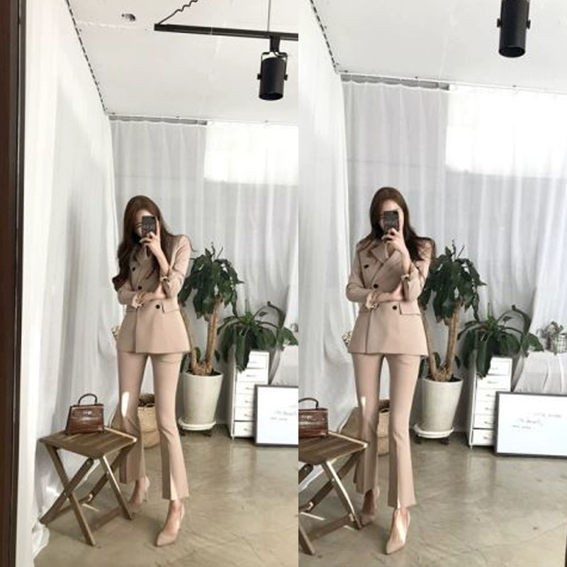 Châu Âu ga 2018 thu đông mới thời trang áo mỏng nhỏ phù hợp với áo khoác nữ tính khí giản dị quần âu phù hợp chuyên nghiệp