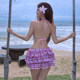Sexy resort style patterned girl's split swimsuit for women, sweet style bikini, ruffled beach swimsuit three-piece set