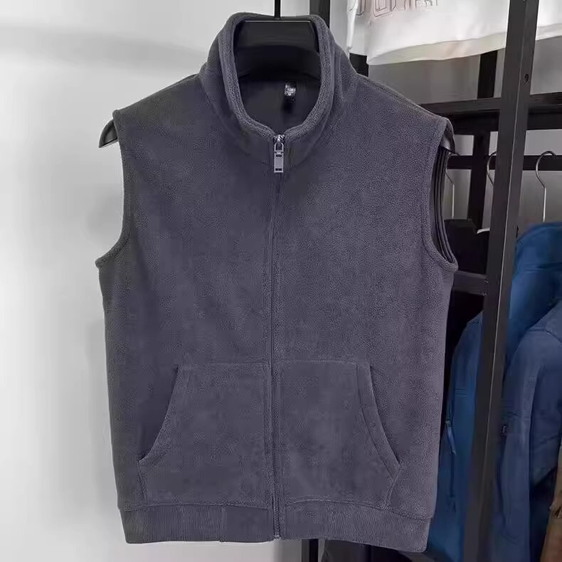 Original Foreign Trade Double-Sided Fleece Vest for Men, Thickened and Warm, Fleece-Lined, Stand Collar, Sleeveless Cardigan Original Foreign Trade Double-Sided Fleece Vest for Men, Thickened and Warm, Fleece-Lined, Stand Collar, Sleeveless Cardigan